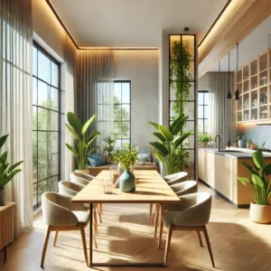 Modern Kitchen

designed with healthy, eco-friendly materials such as natural wood, organic fabrics, and water-based paints. They emphasize good ventilation, the strategic placement of indoor plants, and the use of non-toxic materials to create a healthier living environment.