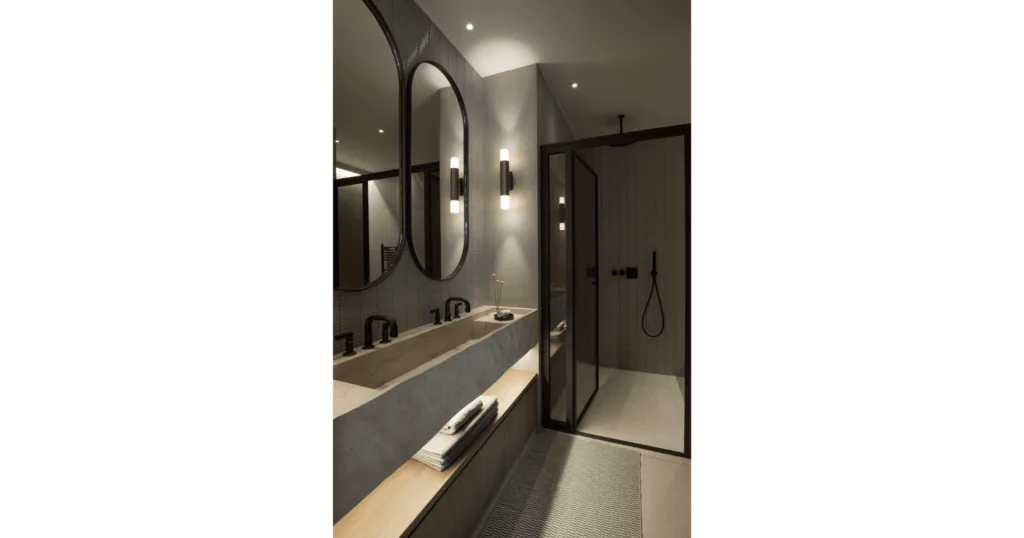 Non-toxic Bathroom Design – Chemical-Free and Healthy Interior Choices Modern bathroom with non-toxic materials and water-based paints for a healthier home environment