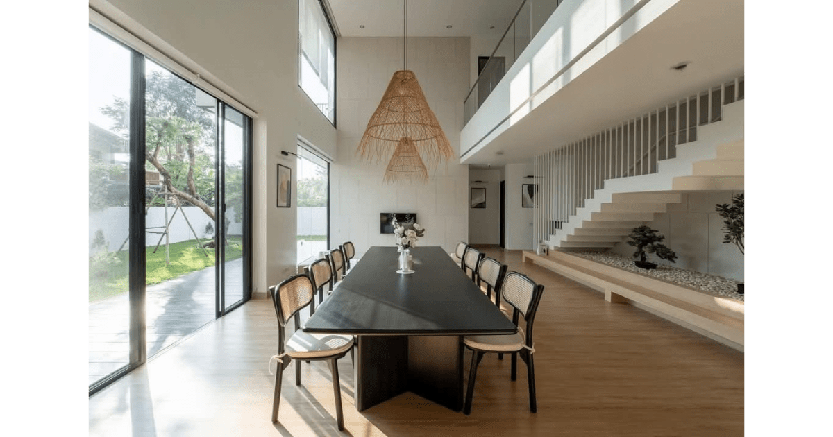 Dining area · E.F. House, Earth & Flow Residence · MORANID Dining area in E.F. House, Earth & Flow Residence by MORANID, featuring wellness-centered light and refined illumination, and human-centered connection and flow.