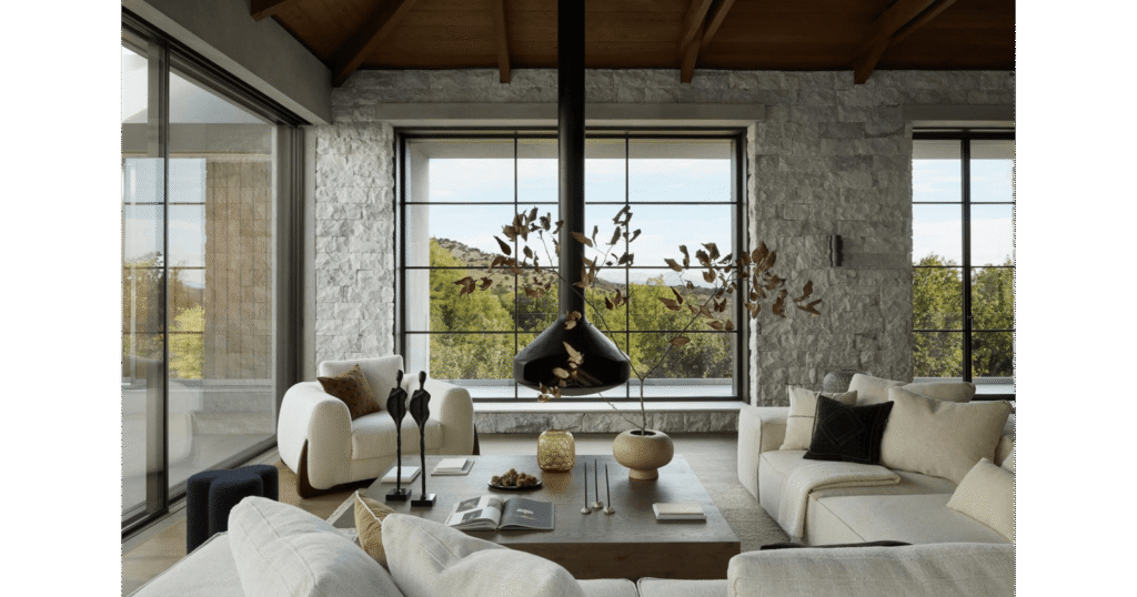 Living room in D.L. House by MORANID, featuring human-centered residential design and refined material balance.