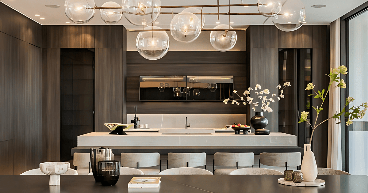 Kitchen in S.B. House, Ambience Residence by MORANID, featuring wellness-centered light and refined illumination, and a calm work-focused atmosphere.