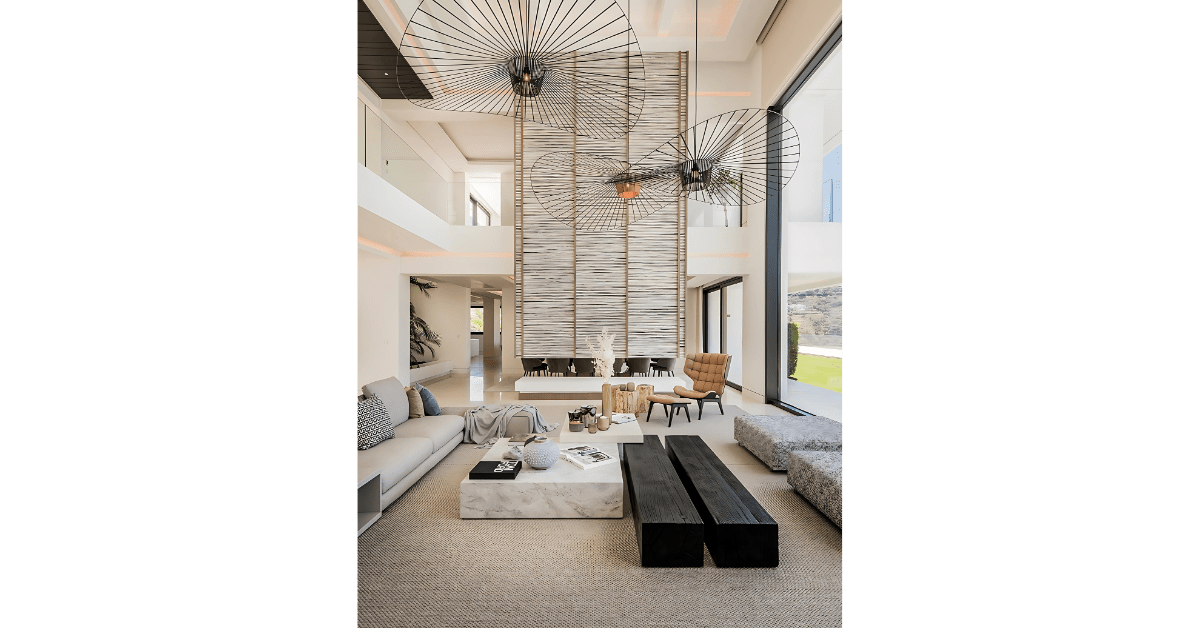 Living room · A.V. Timeless Villa · MORANID Living room in A.V. Timeless Villa by MORANID, featuring natural materials and warm textures, and a calm work-focused atmosphere.