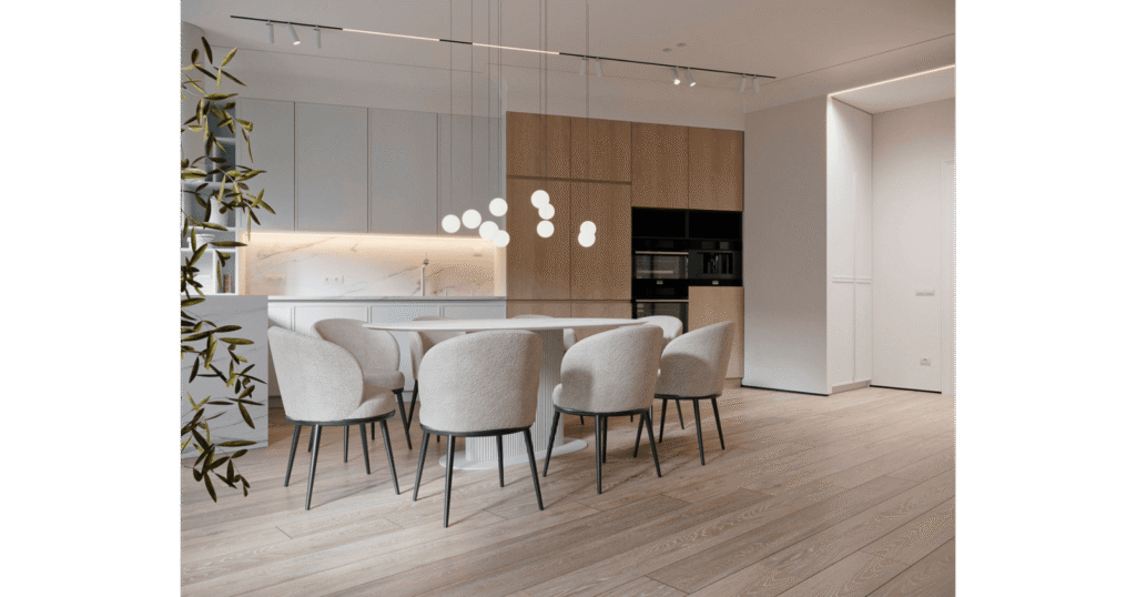 Kitchen in D.G. House by MORANID, featuring human-centered connection and flow.
