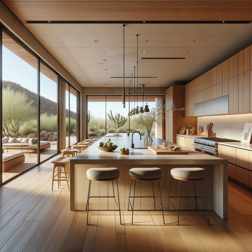 Kitchen in B.m House by MORANID, designed with a calm work-focused atmosphere.