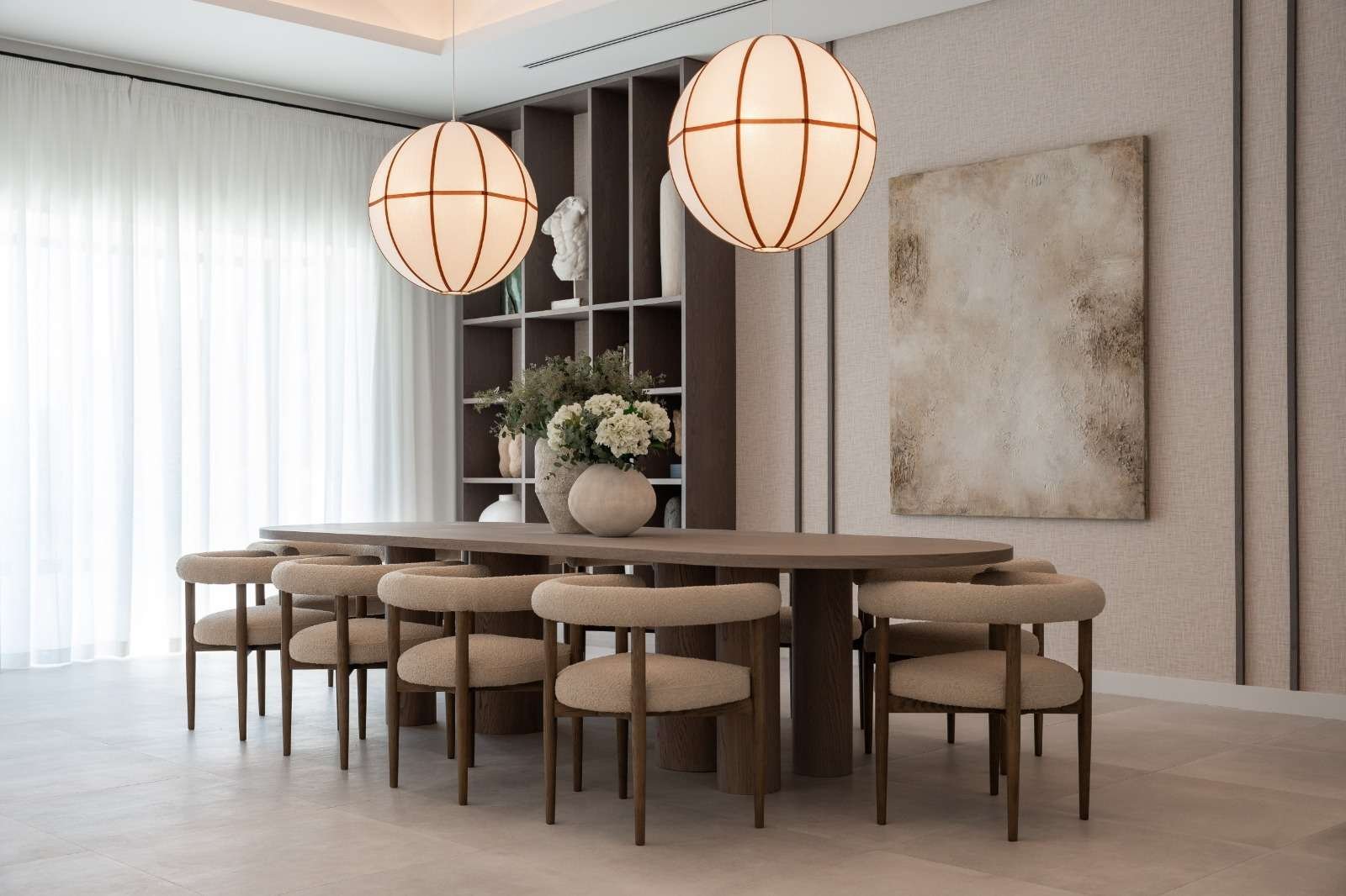 Dining area · E.M. House, Modern Tranquility · MORANID Dining area in E.M. House, Modern Tranquility by MORANID, featuring human-centered connection and flow, and soft neutral tones and material warmth.
