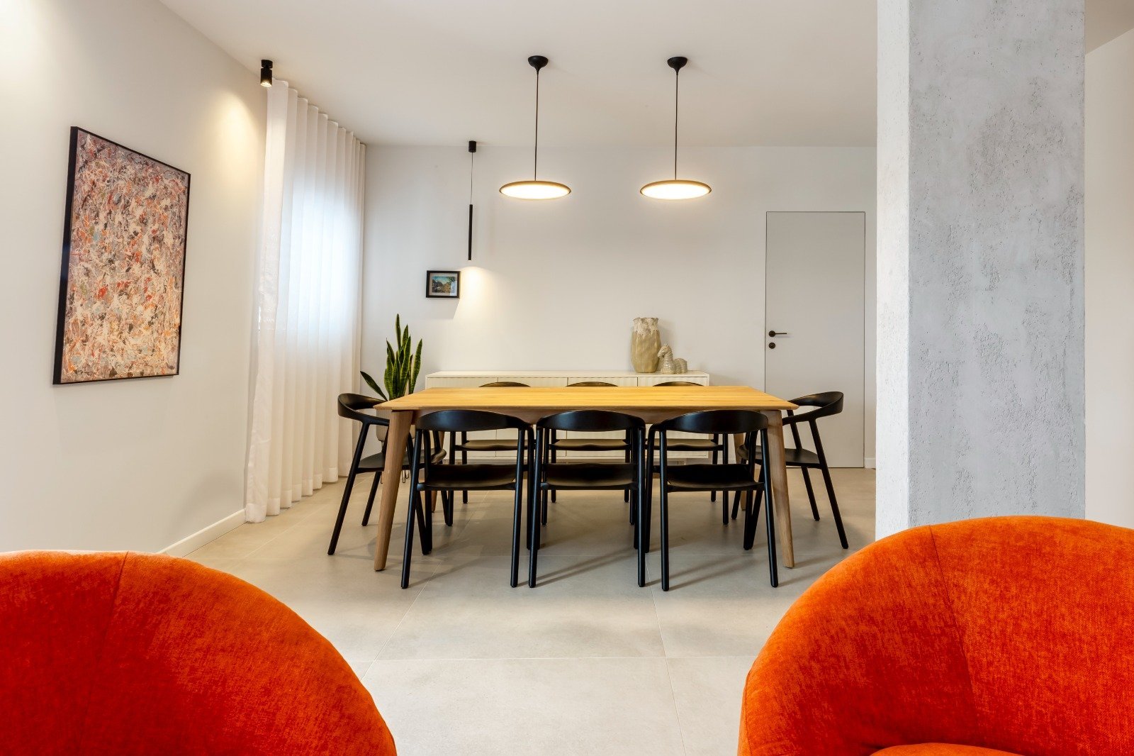 Dining area in A.G. House by MORANID, featuring wellness-centered interior design, and human-centered connection and flow.