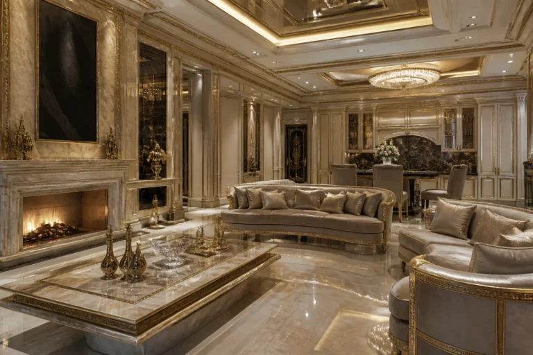 Over-designed luxury living room that looks expensive but feels uncomfortable to occupy